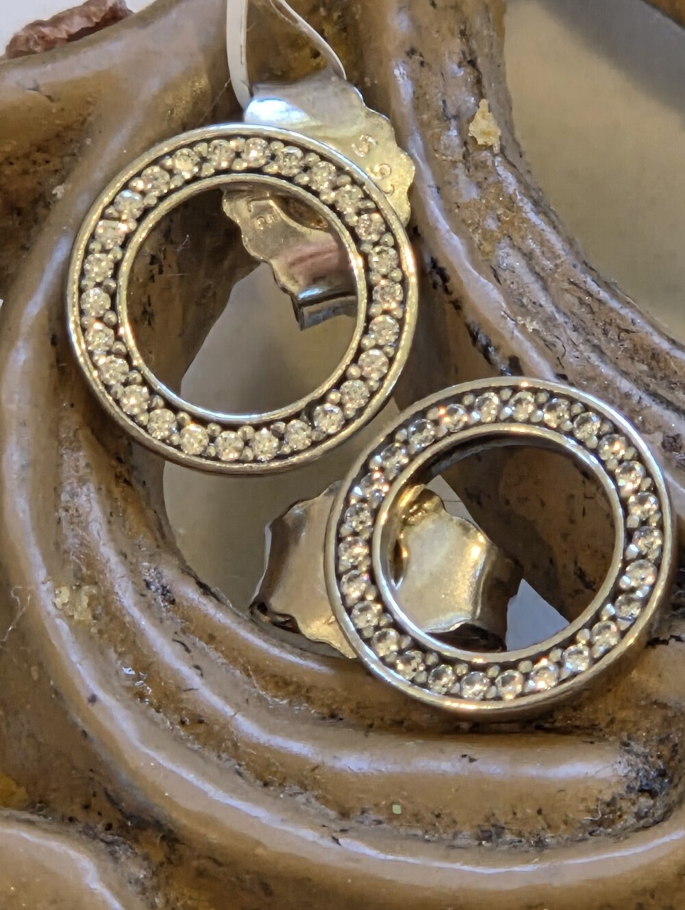 NWT Pandora SS & CZ Post Earrings